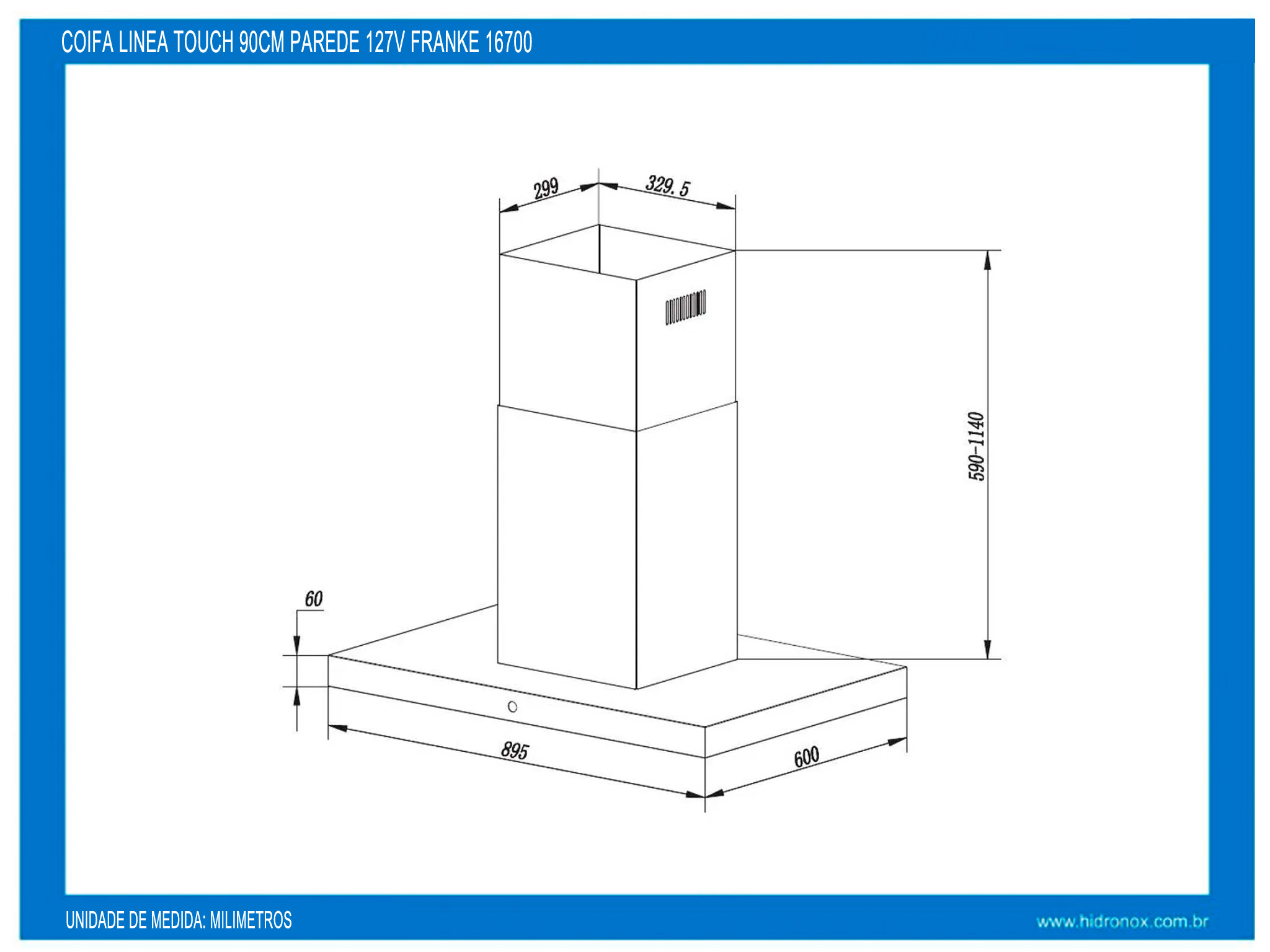 Coifa Linea Touch Parede 90 cm 127V Franke 16700