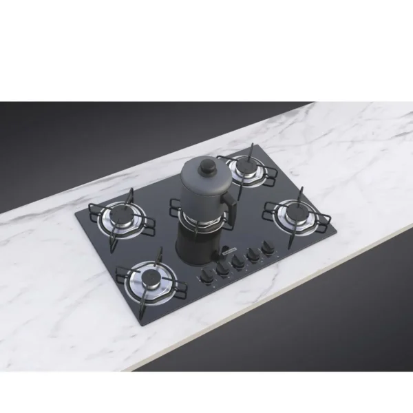 Cooktop a Gás Tramontina Glass Brasil 5 Bocas – Mesa de Vidro Preto e Tripla Chama 94708/502 - Image 5