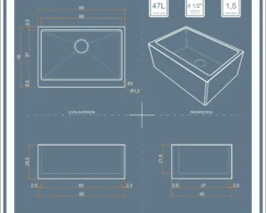 Cuba Farm 600X365X200mm FM 650 AllBlack Semi-Encaixe SINK