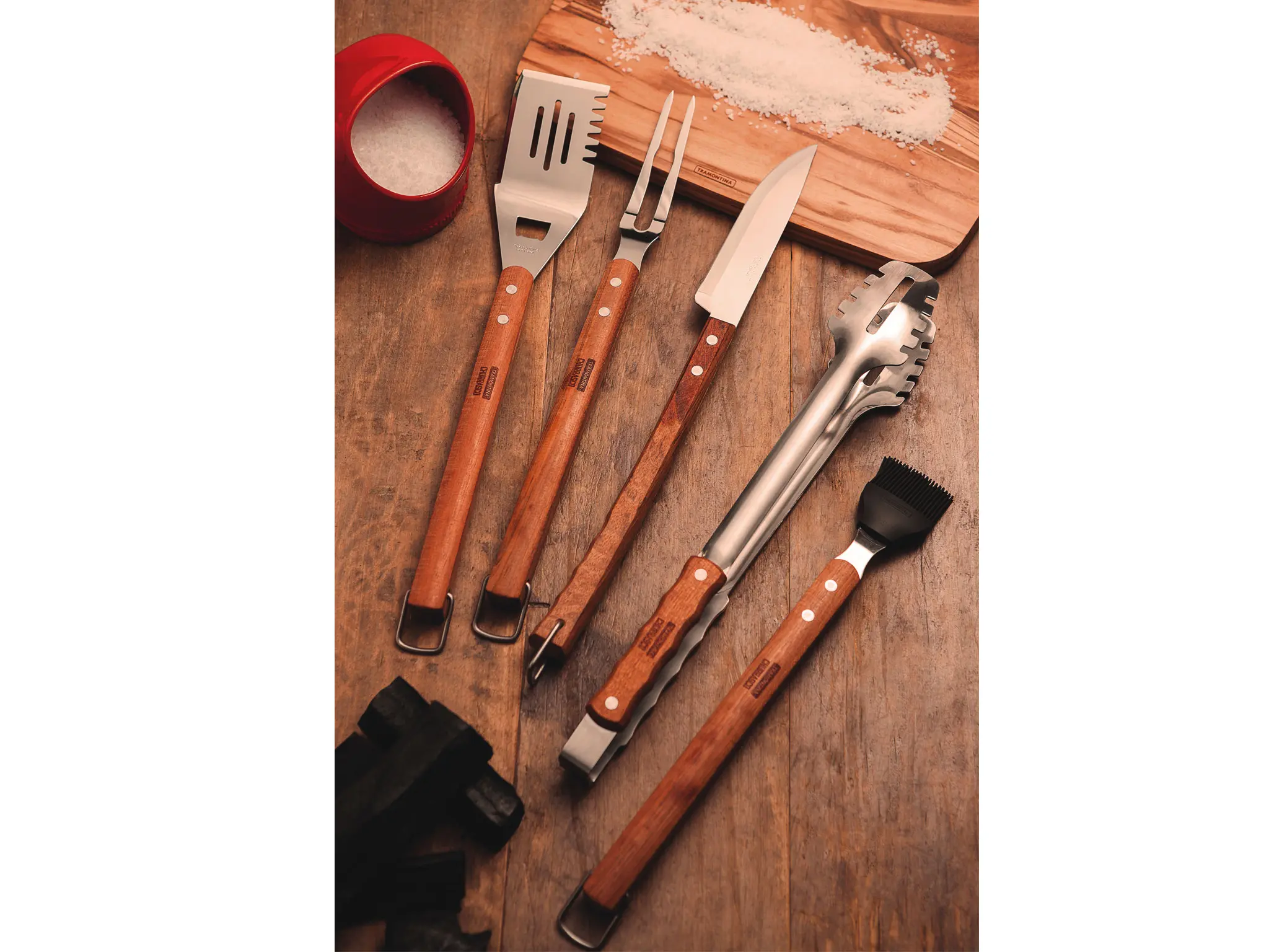 Garfo de carne, garfo de carne grande com cabo de madeira de aço  inoxidável, comprimento da lâmina de 15 cm, garfo de grelha para chefs de  grelha