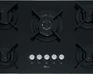 Cooktop Fischer Infinity 5 Bocas a Gás com Mesa de Vidro Branco, Trempes de Ferro Fundido e Acendimento Automático.