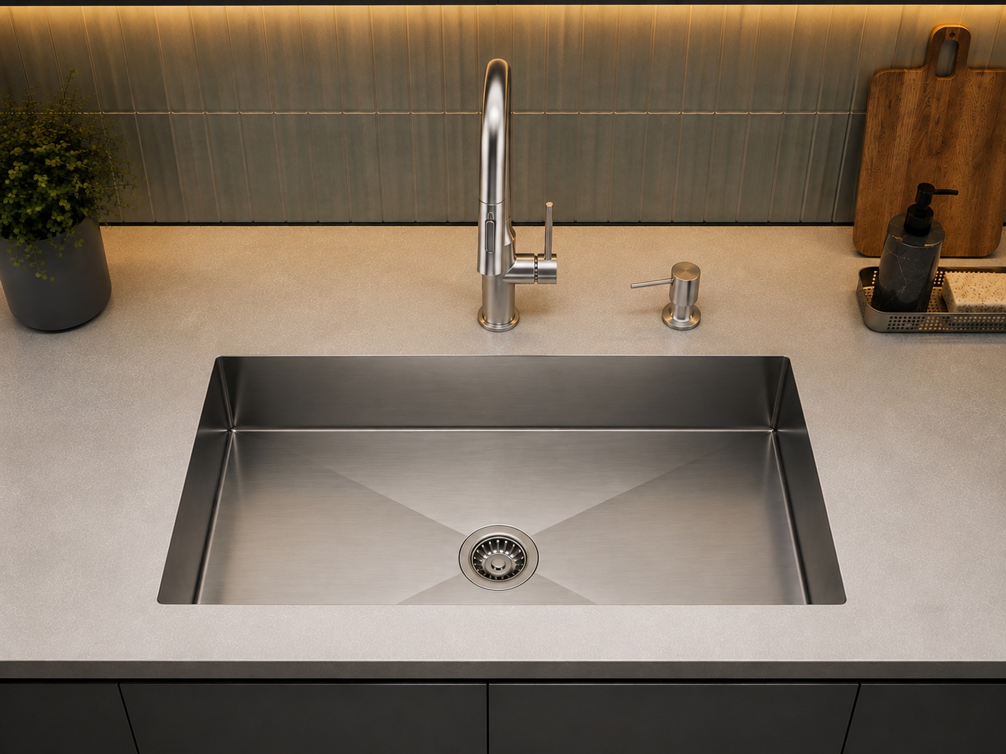 Cuba Quadra 70 Handmade Gourmet QD70 R10 Inox 700X400X200mm Escovado SINK - Imagem 5
