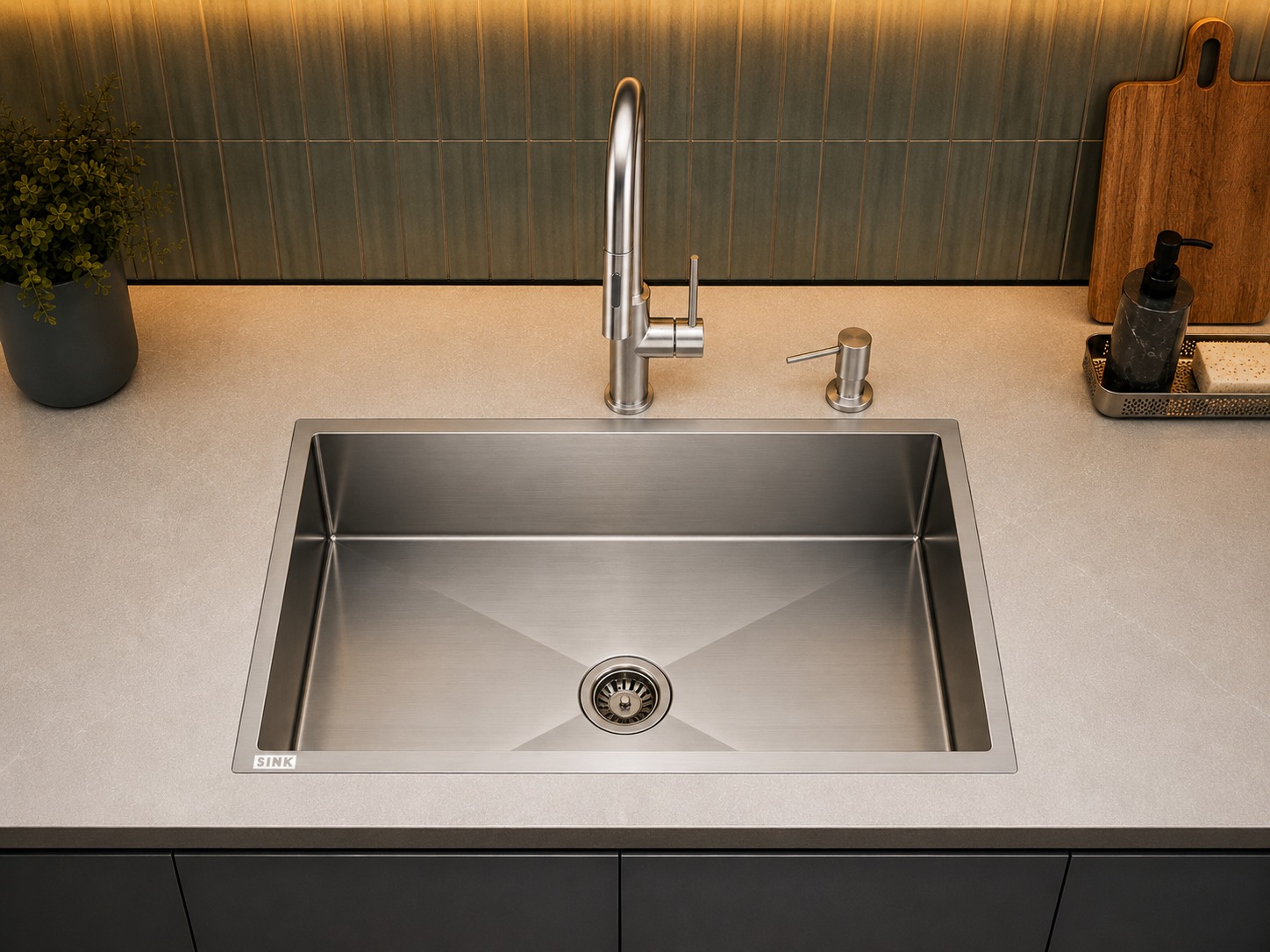 Cuba Quadra 70 Handmade Gourmet QD70 R10 Inox 700X400X200mm Escovado SINK