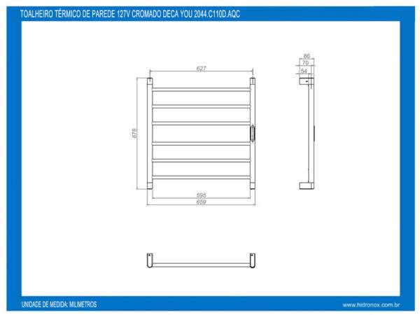 Toalheiro Térmico de Parede 127V Cromado Deca You 2044.C110D.AQC