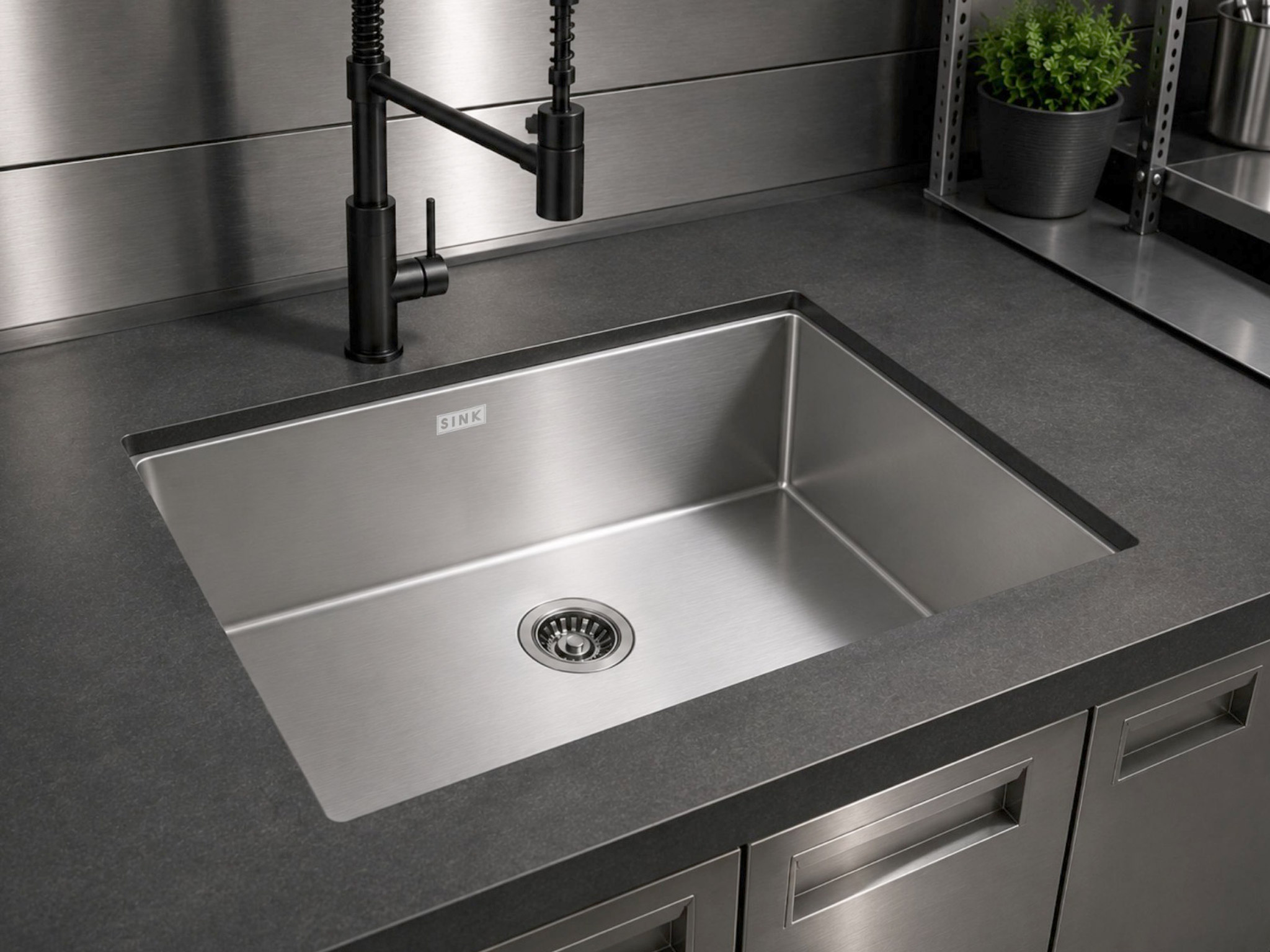 Cuba Inox Pro Line Industrial 500X400X200mm Válvula de 3 1/2" Escovada Sink