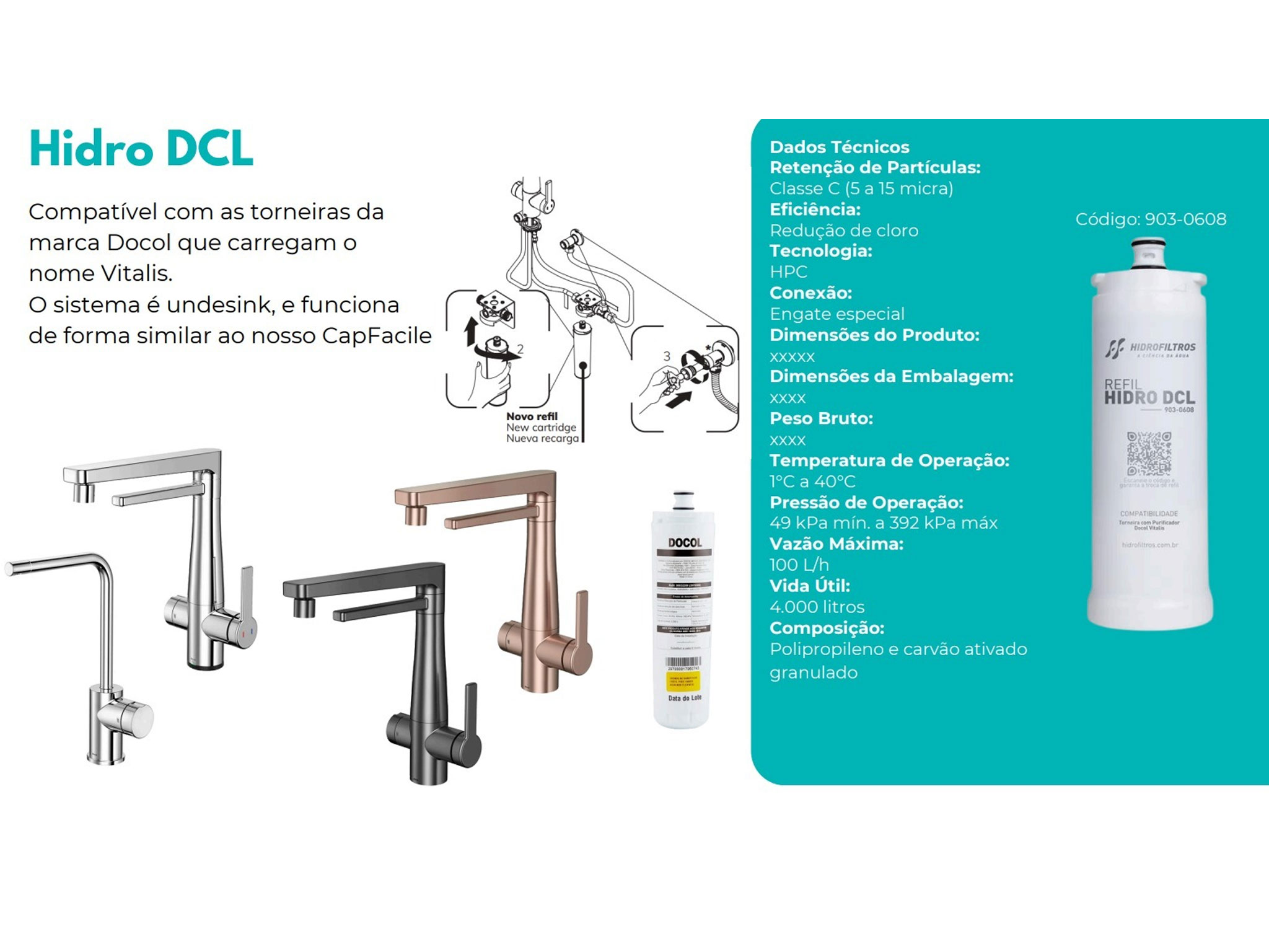 FILTRO DE REPOSIÇÃO TORNEIRA DOCOL VITALIS
