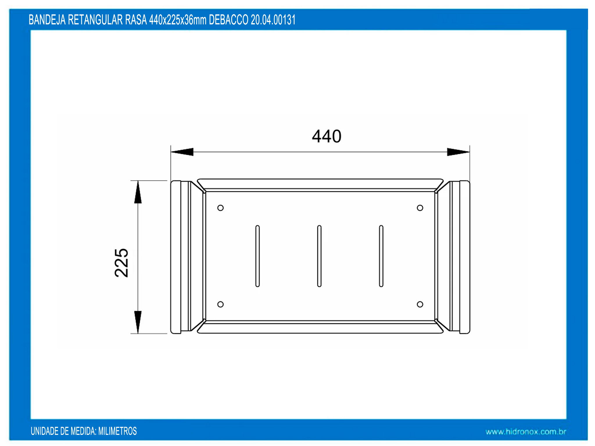 Bandeja Rasa 440x225x36mm Debacco 20.04.00131 - Imagem 4