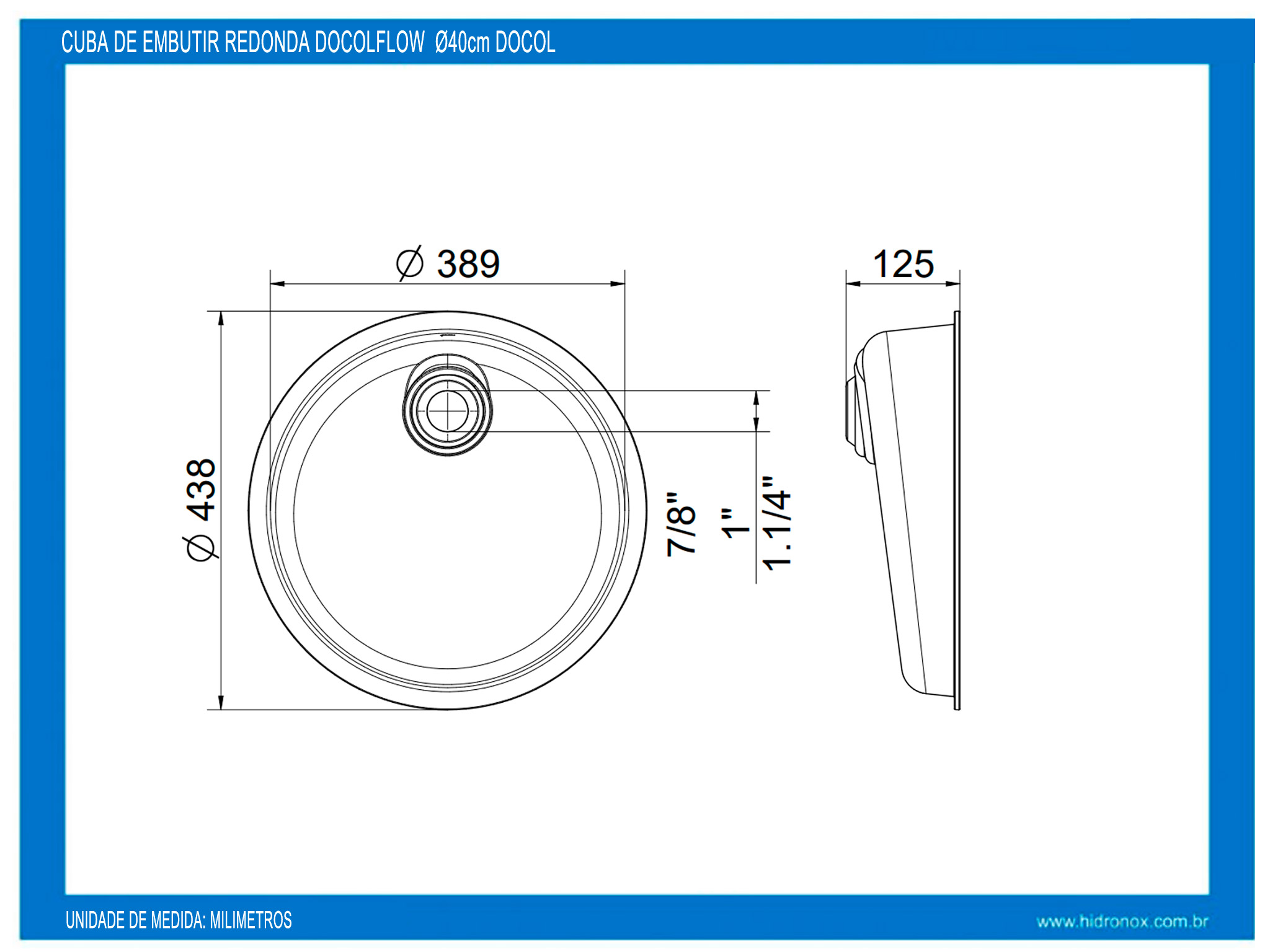 Cuba De Embutir Redonda DocolFlow 438x389x125mm Branco 12987197026