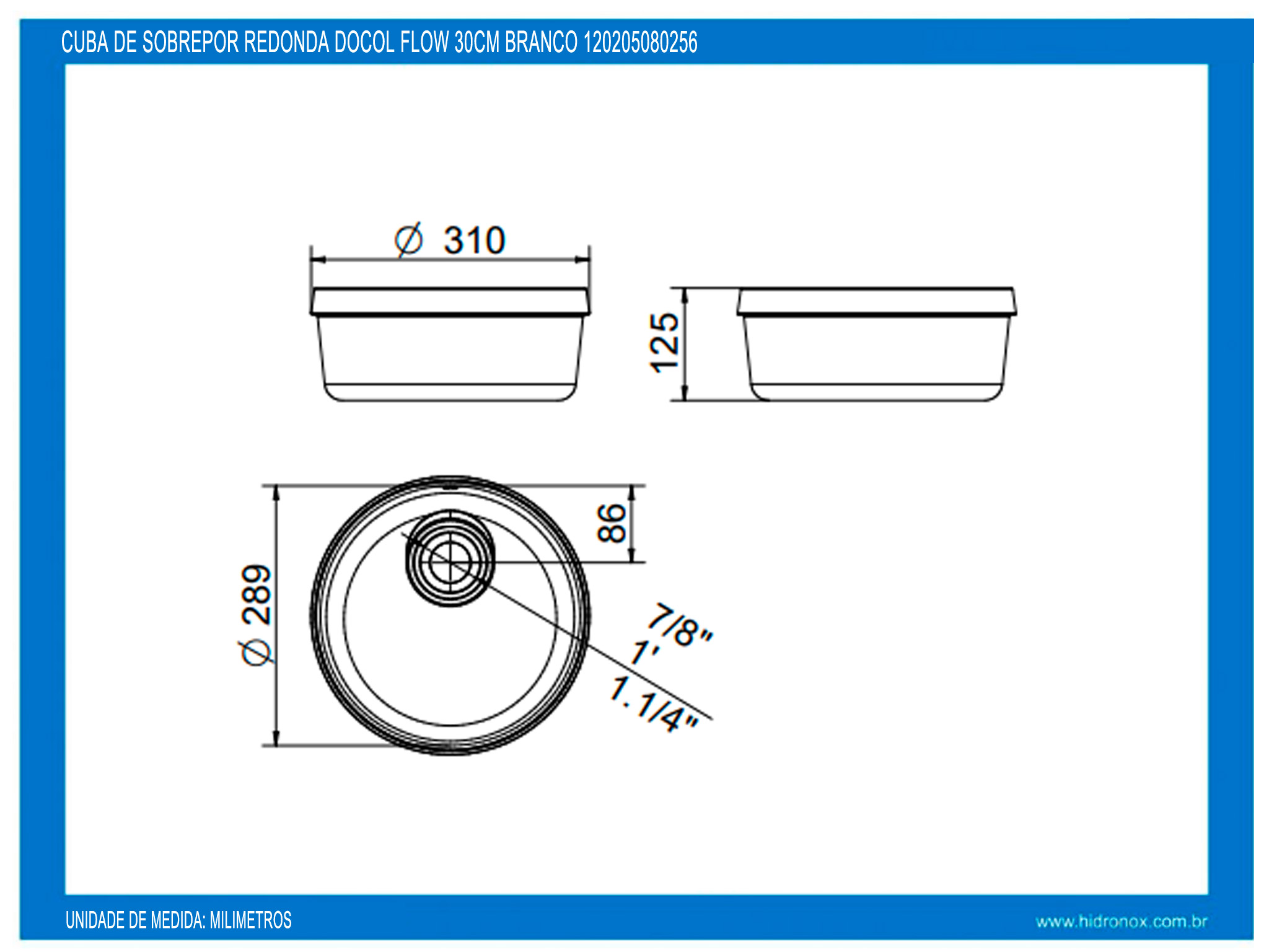 Cuba De Sobrepor Redonda DocolFlow 30cm Branco Docol 12020508026